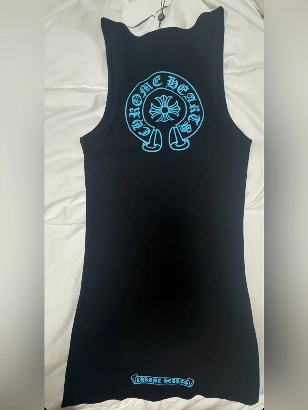 Chrome Hearts Black Tank with Blue Logo Accents